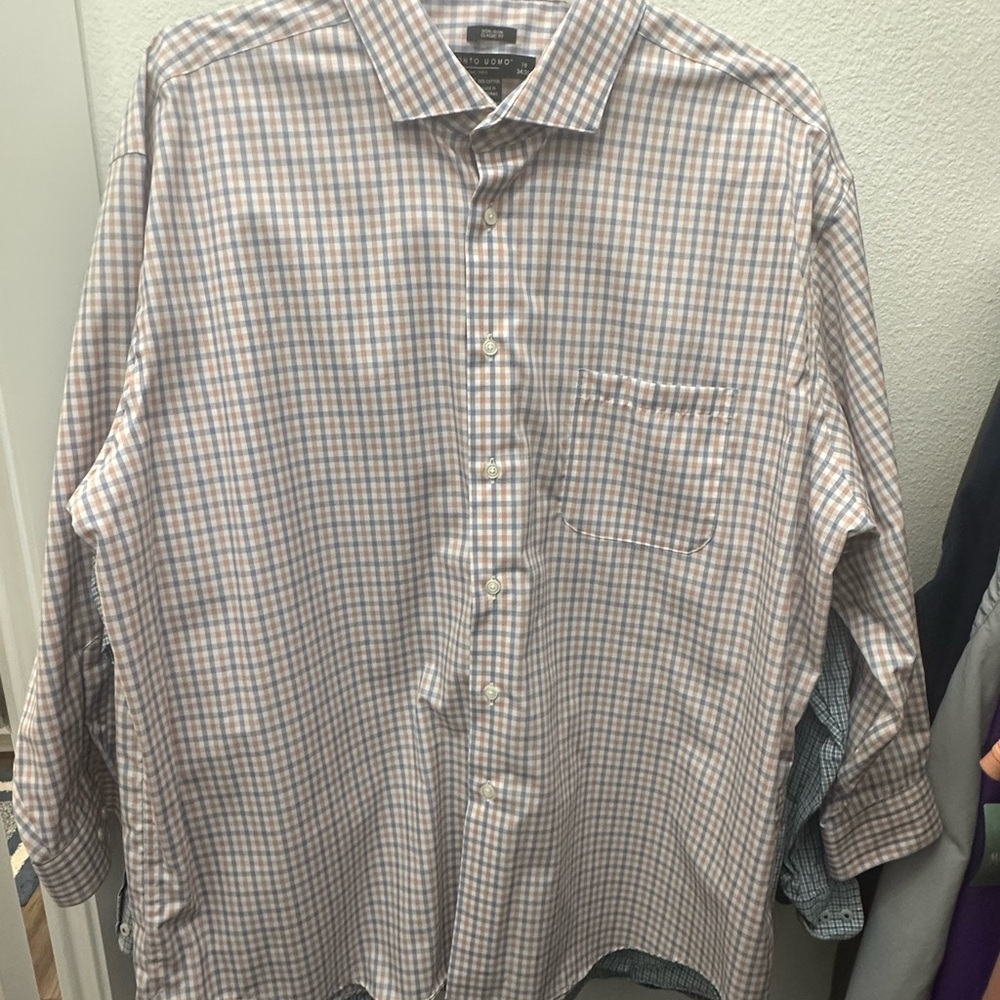 Pronto Uomo Men's Checkered Shirt - Blue and White